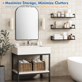 Harwaya kitchen wood shelves provide versatile storage and display