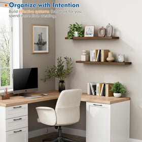 Harwaya wall-mounted shelves in a living room showcasing a clutter-free display.