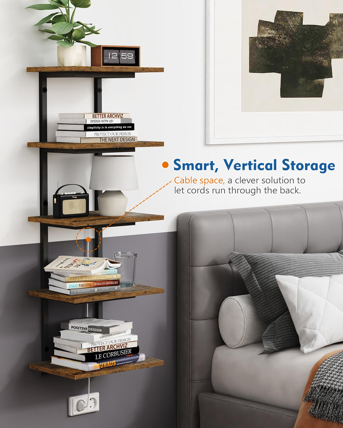 Harwaya wall-mounted shelves enhance office organization and personal items display.