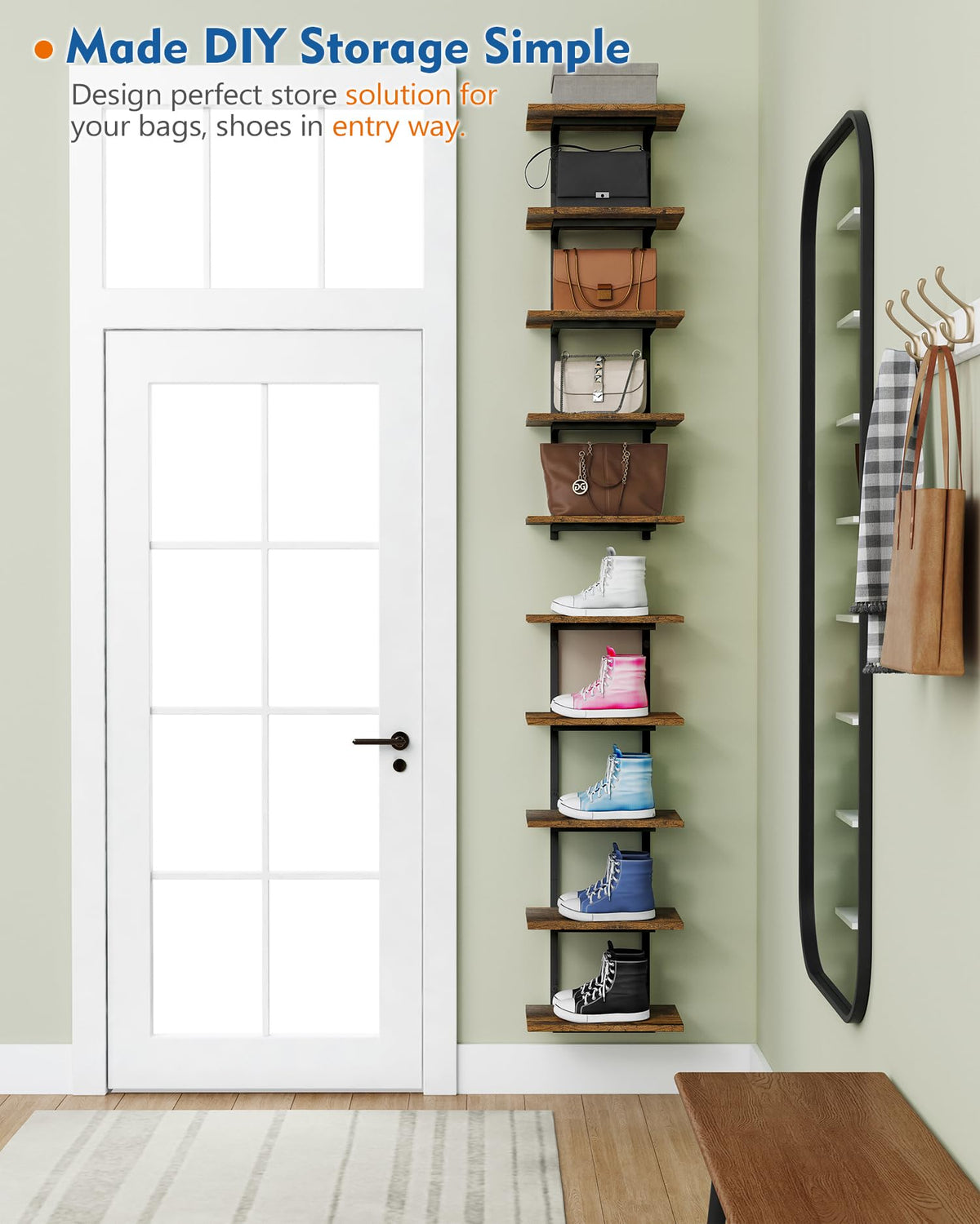 Harwaya wooden shelves for kitchen storage keep essentials neatly within reach.