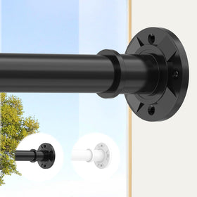 Haryaers black tension curtain rod installation options enable fast setup without drilling