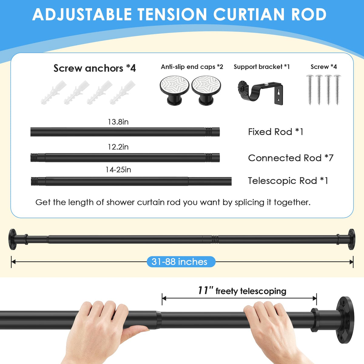 Haryaers curtain rod resists water and weather for indoor and outdoor use