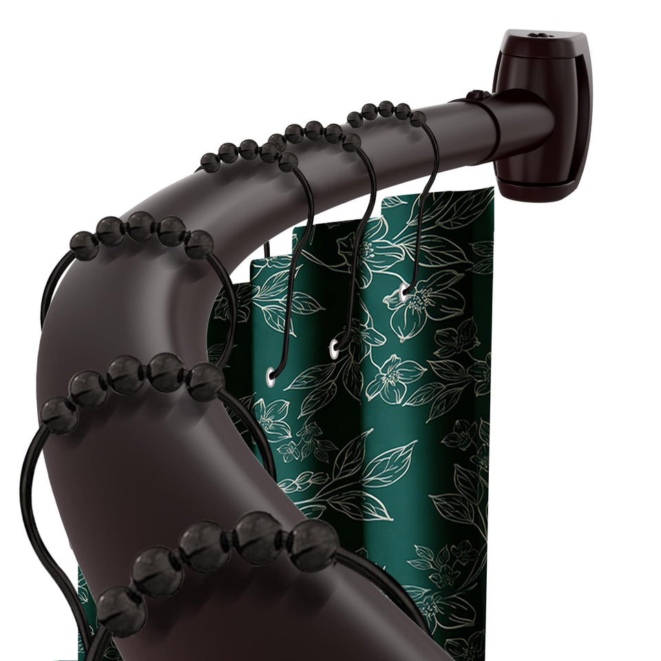 Haryaers Bronze Curved Shower Rod arch design adds elbow room for a bigger shower space