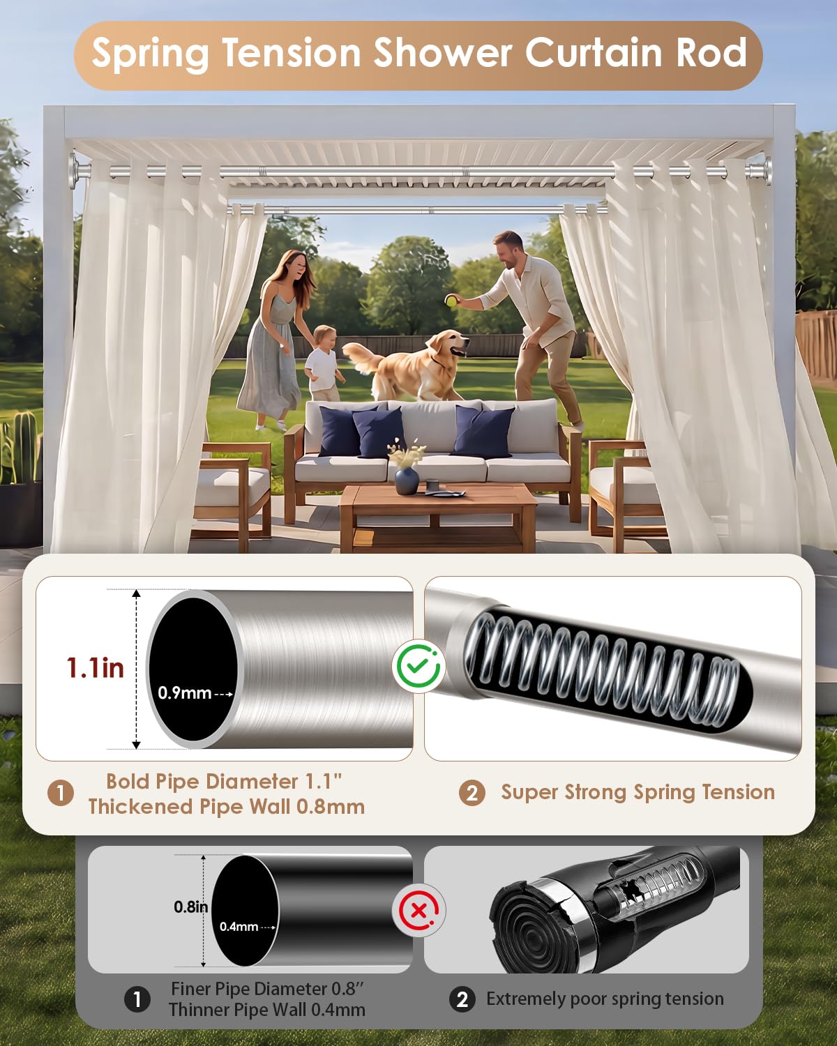 Haryaers 1.1-inch diameter rod offers strong support