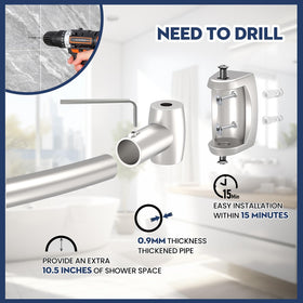Haryaers curved rod brackets rotate for precise angle and fit.