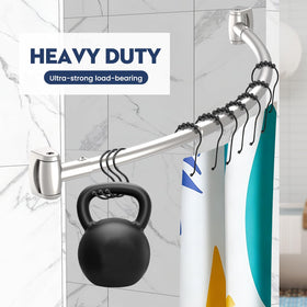 Haryaers wall-mounted curved rod with drill-install design and secure mounting.