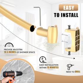 Haryaers Gold Curved Shower Rod adjustable from 35 to 76 inches for a precise fit.