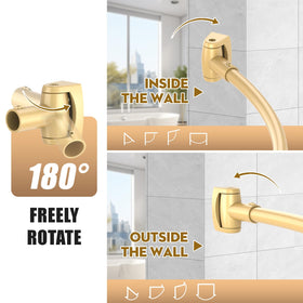 Haryaers Gold Curved Shower Rod installation requires drilling for secure mounting.