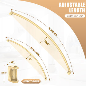 Haryaers Gold Curved Shower Rod made of rust-proof stainless steel for durability.