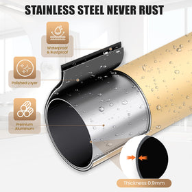 Haryaers Gold Curved Shower Rod works with standard showers, tubs, and enclosures.