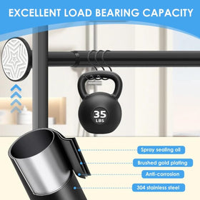 Haryaers tension rod 60lbs capacity supports curtains reliably.