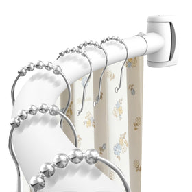 Haryaers white curved shower rod extends 33-78 inches for more elbow room