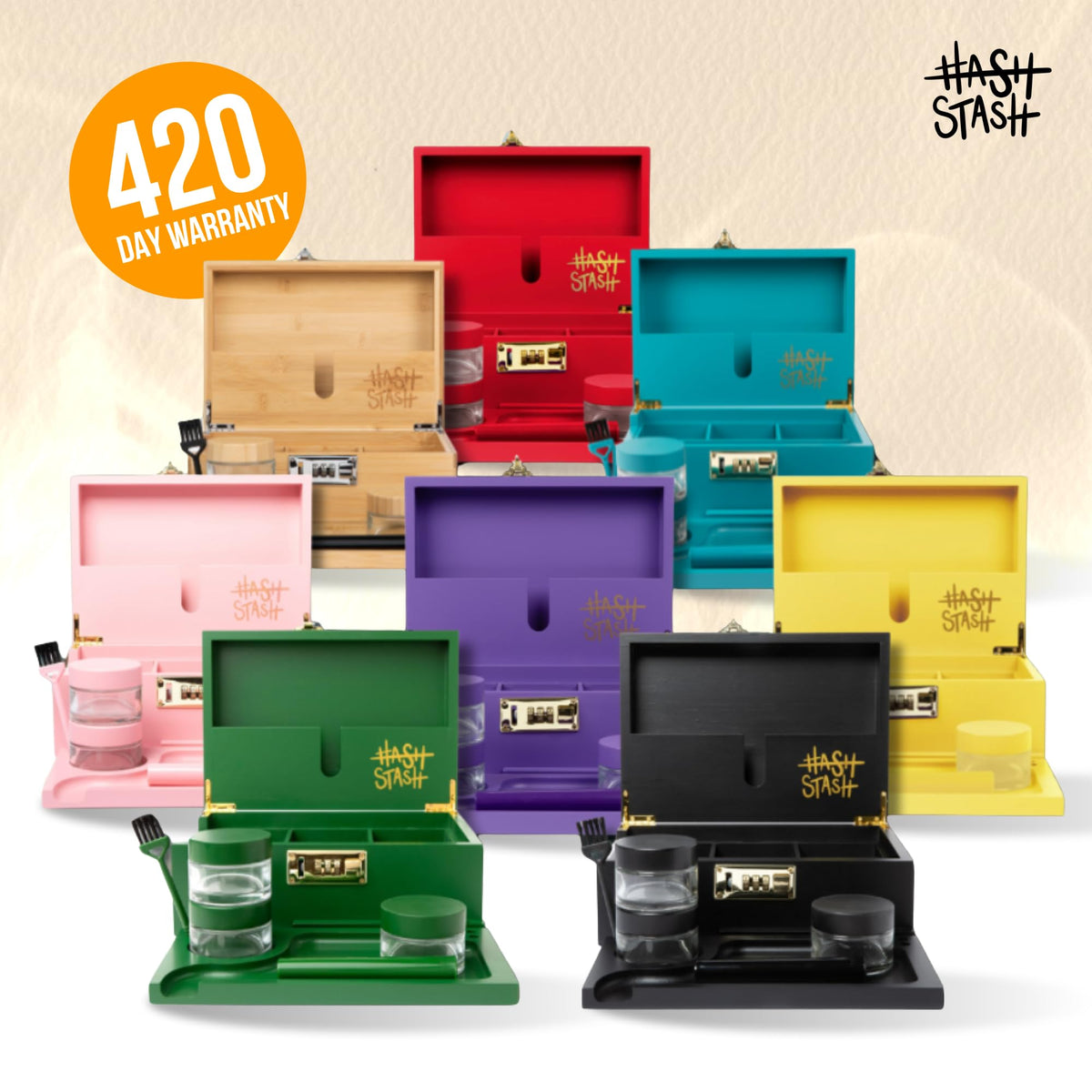 Hashstash The OG Odor-proof jars inside the box with discreet storage.