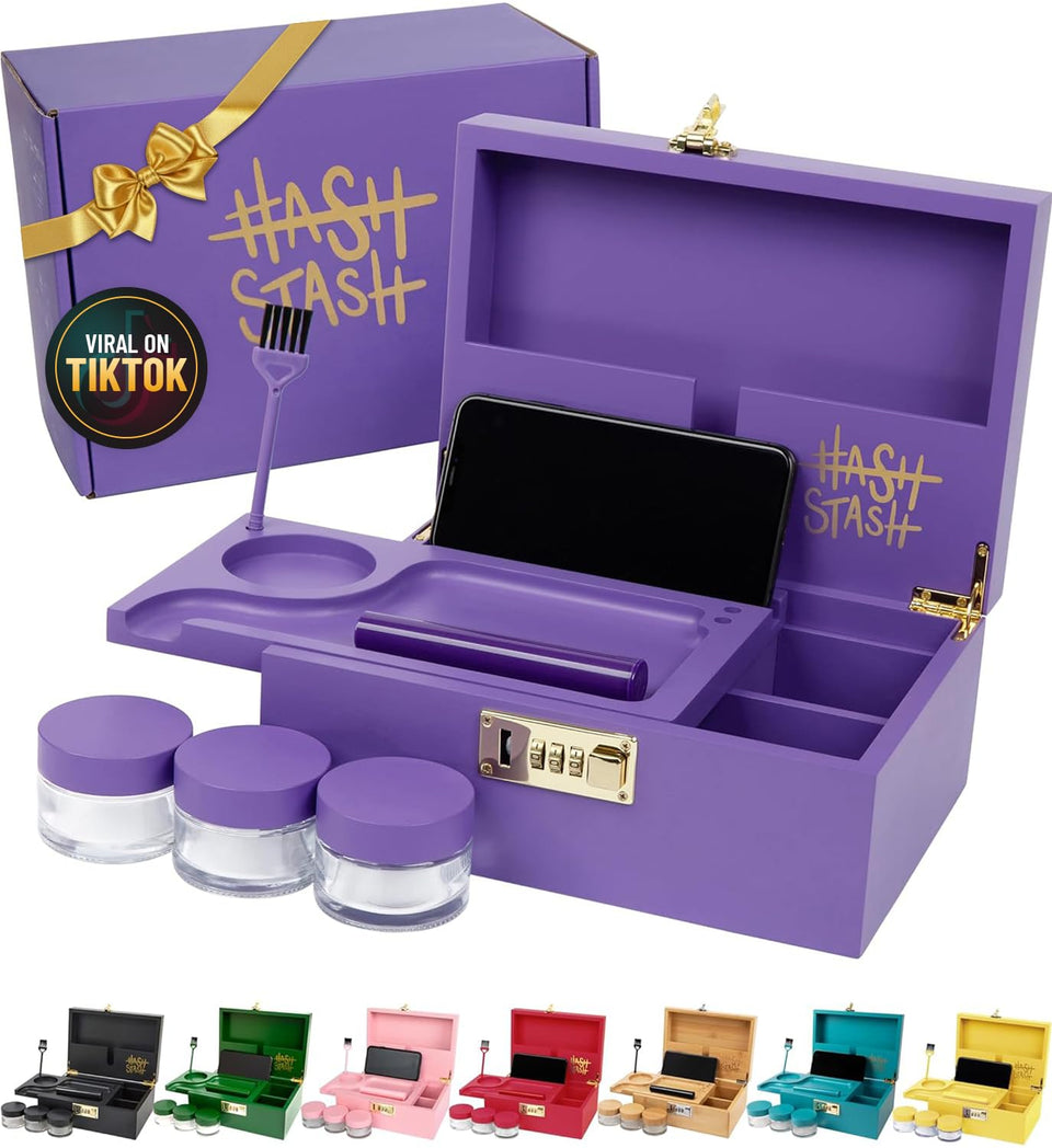 HASHSTASH large bamboo lock box with secure storage and elegant finish.