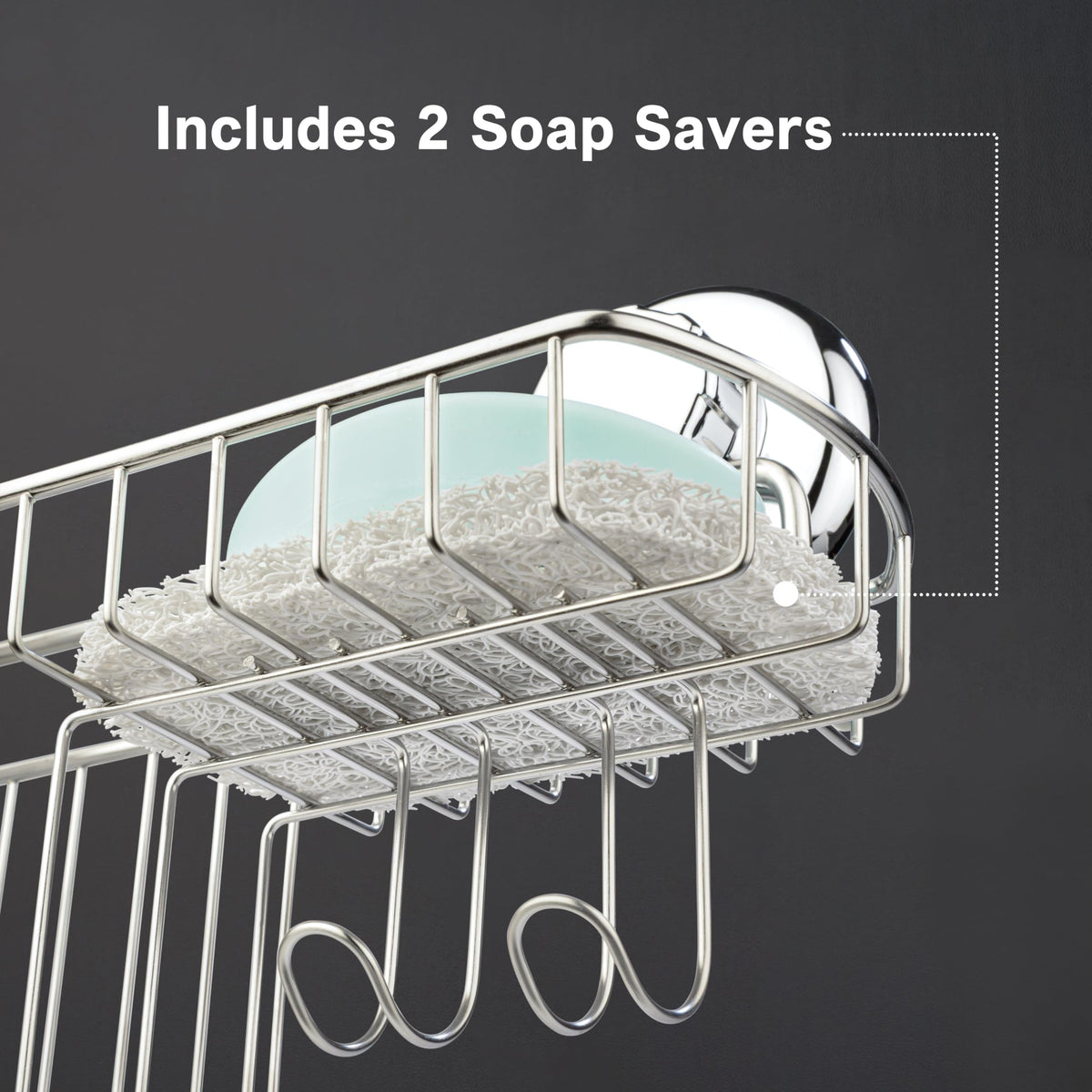 HASKO chrome bathroom storage helps maximize space and tidy countertops.