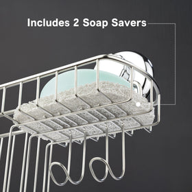 HASKO chrome bathroom storage helps maximize space and tidy countertops.