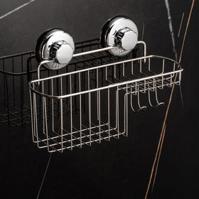 HASKO shower shelf organizer with chrome finish for a sleek bath look.