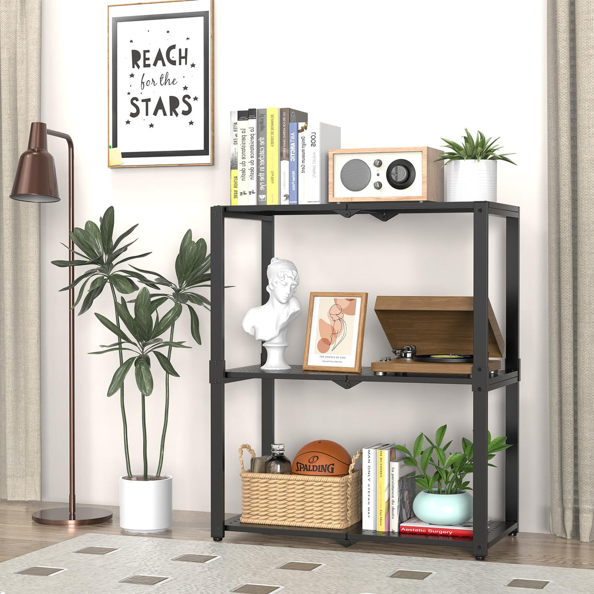 Hastatii 13-5-inch wide unit fits narrow corners like kitchens or baths.
