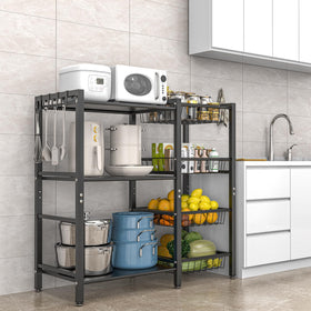 Hastatii steel-mesh-baskets securely hold fruits, vegetables, and spice jars with improved airflow