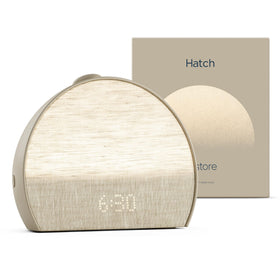 Hatch Restore 3 front view with greige finish for a calm bedside setup.