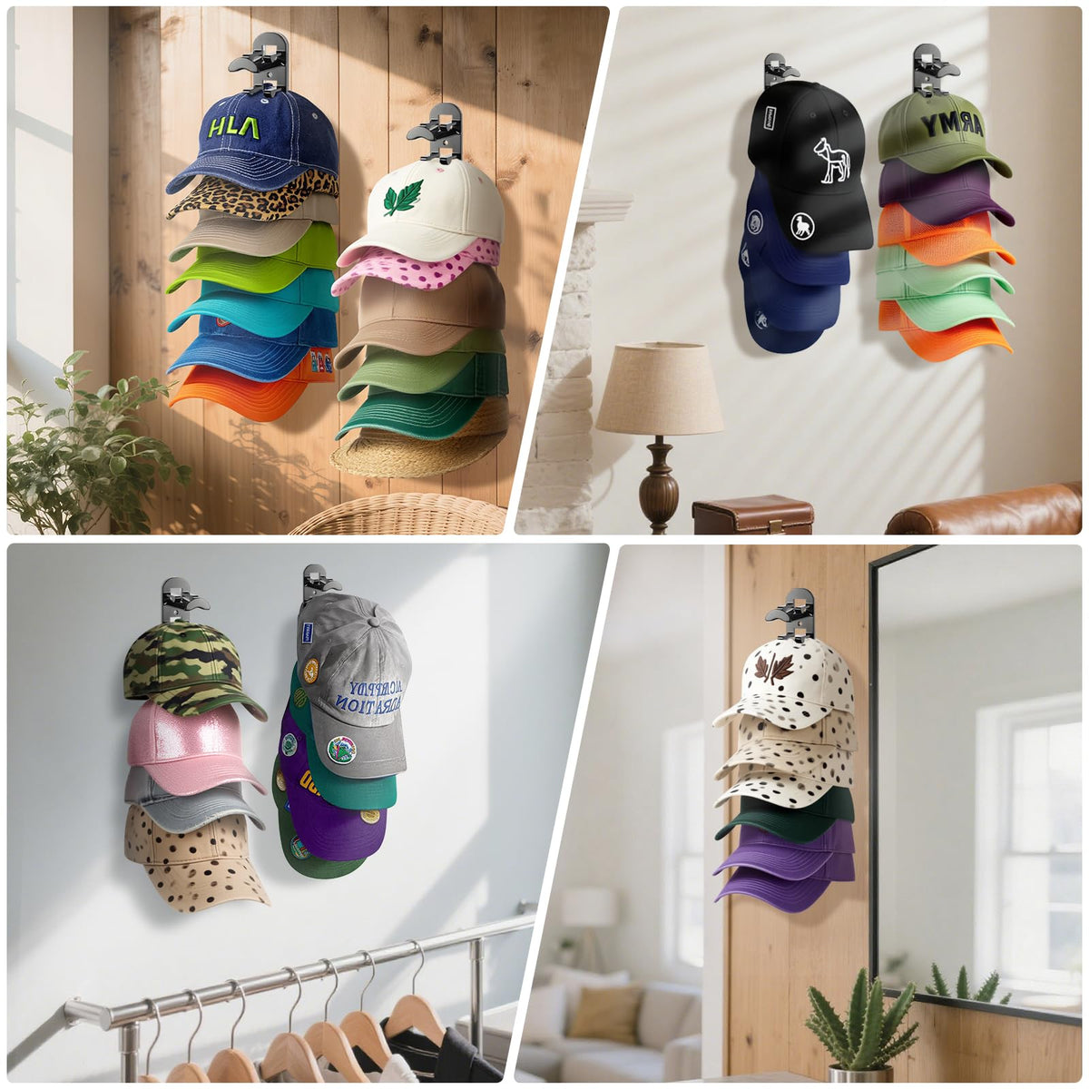 Hatisan multi-use hat organizer suitable for doors, wardrobes, or bedrooms.