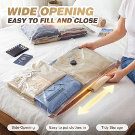 Hatisan reusable clothing storage vacuum bags in closet setup