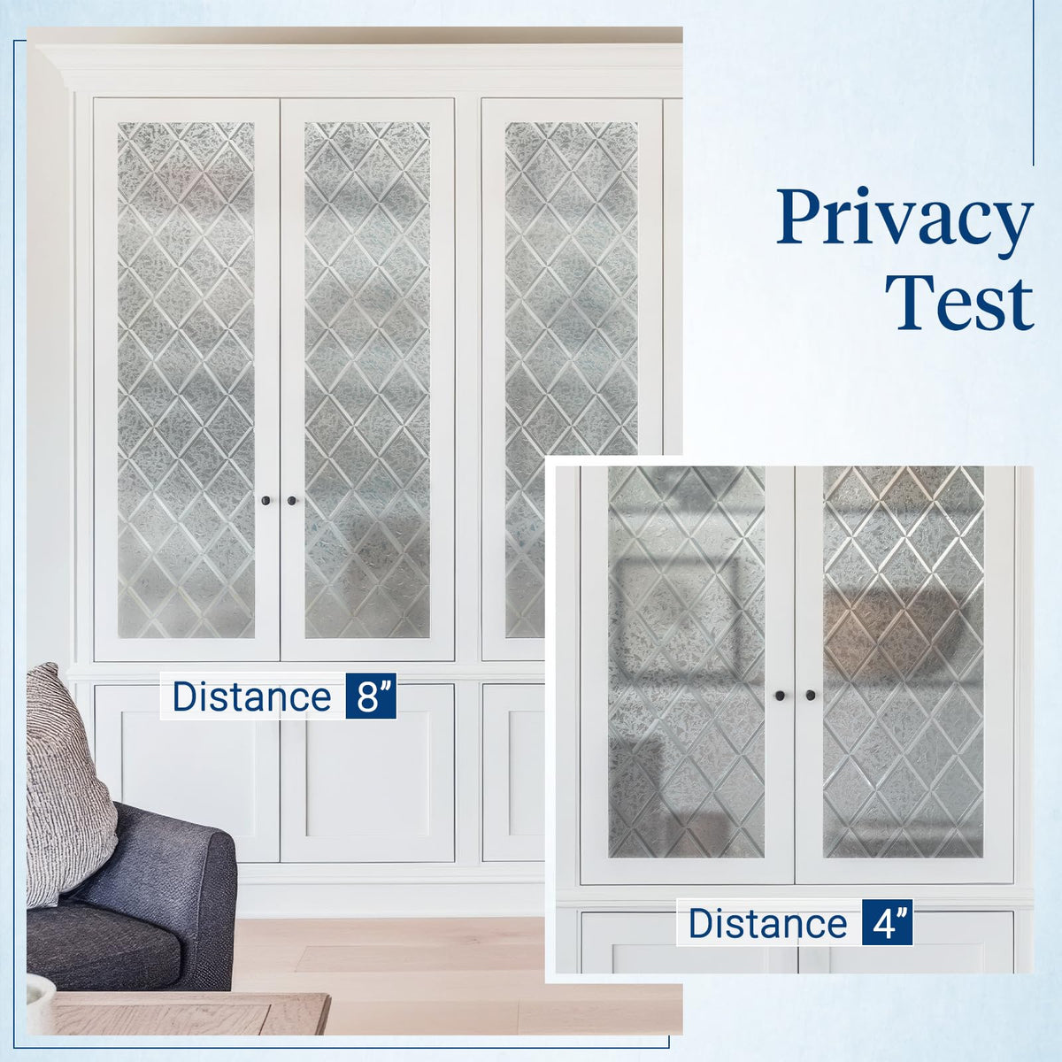 Haton lattice pattern provides decorative privacy with a stained-glass impression.