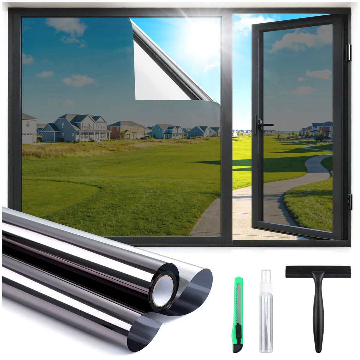 Haton One Way Window Privacy Film kit contents for easy setup and DIY installation.