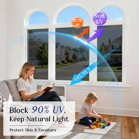 Haton One Way Window Privacy Film UV-blocking helps reduce glare and protect interiors.