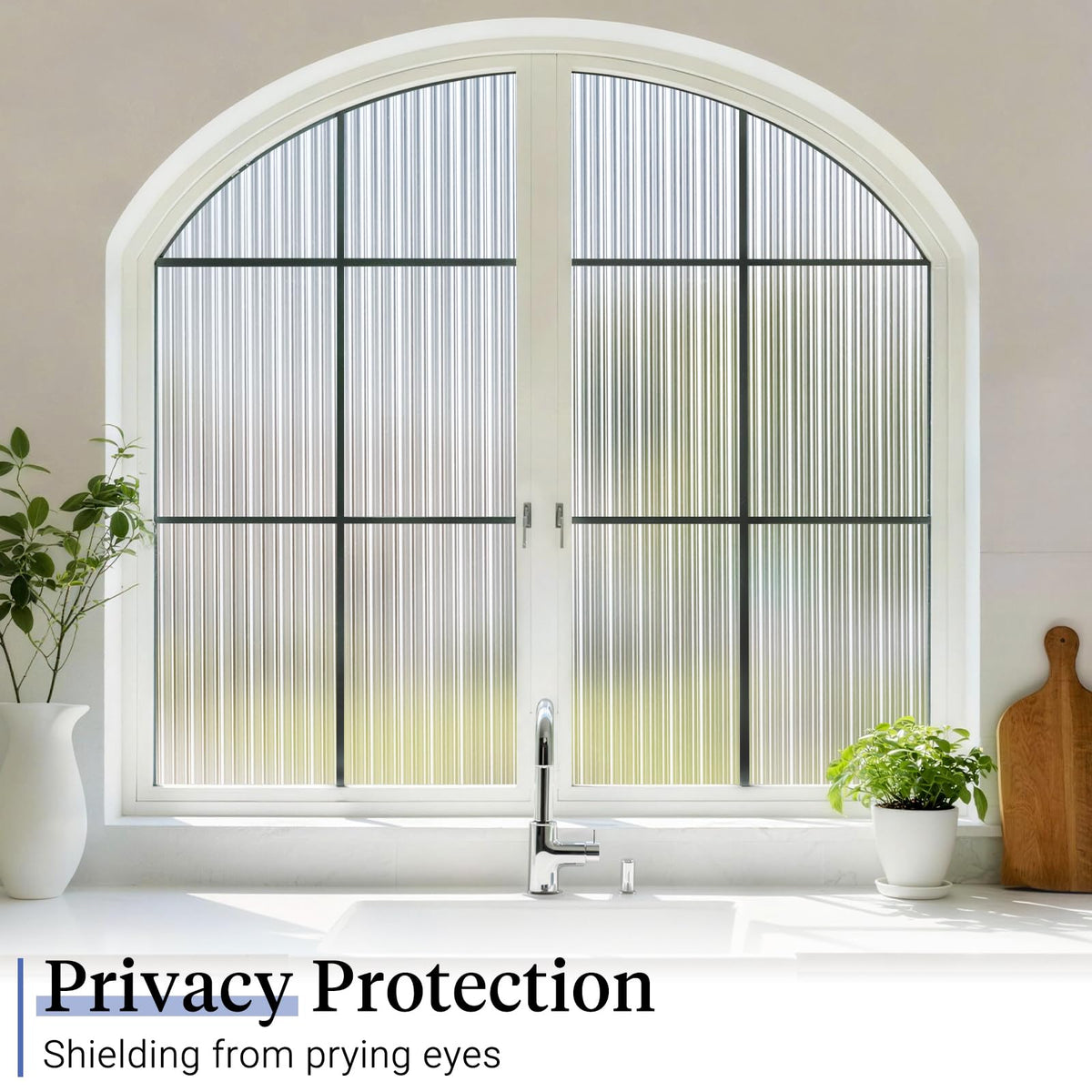 Haton Reeded Glass Film reduces heat and glare from sun.