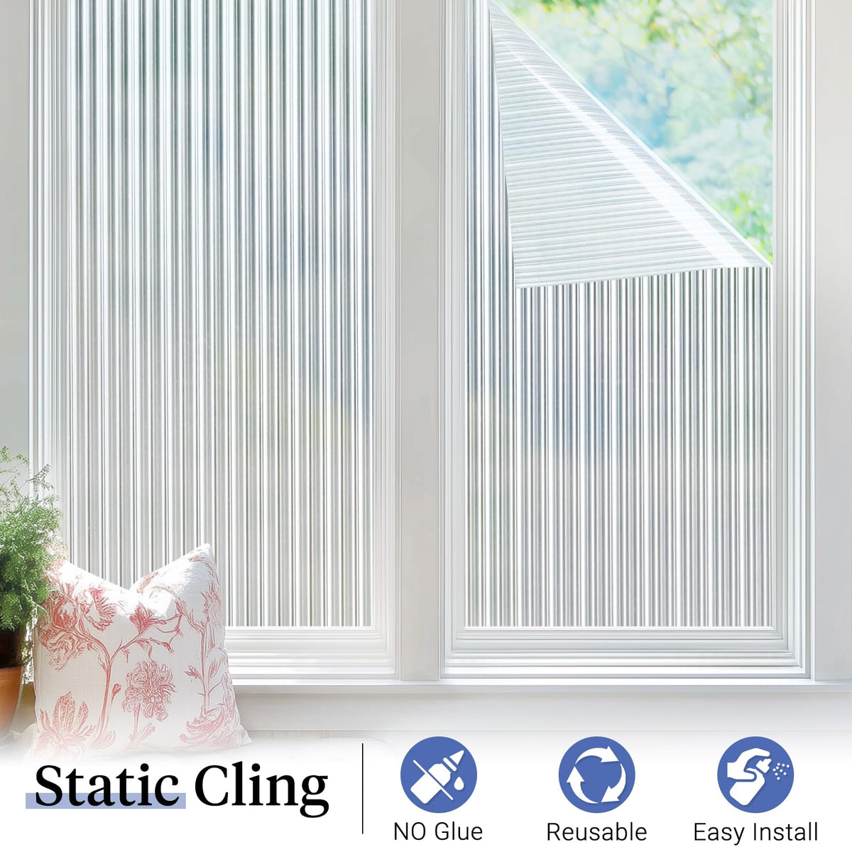 Haton Reeded Glass Film is removable without residue for flexible decorating.