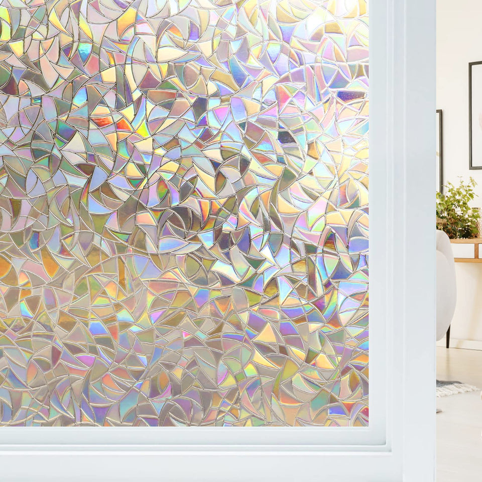 Haton rainbow etched pattern enhances living room with colorful light dispersion.