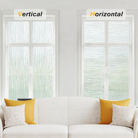 Haton privacy film on cabinet glass hides clutter with translucent coverage.