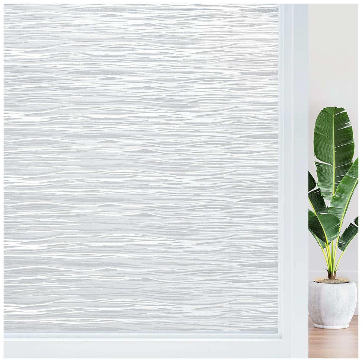Haton privacy film with frosted texture adds soft daytime privacy.