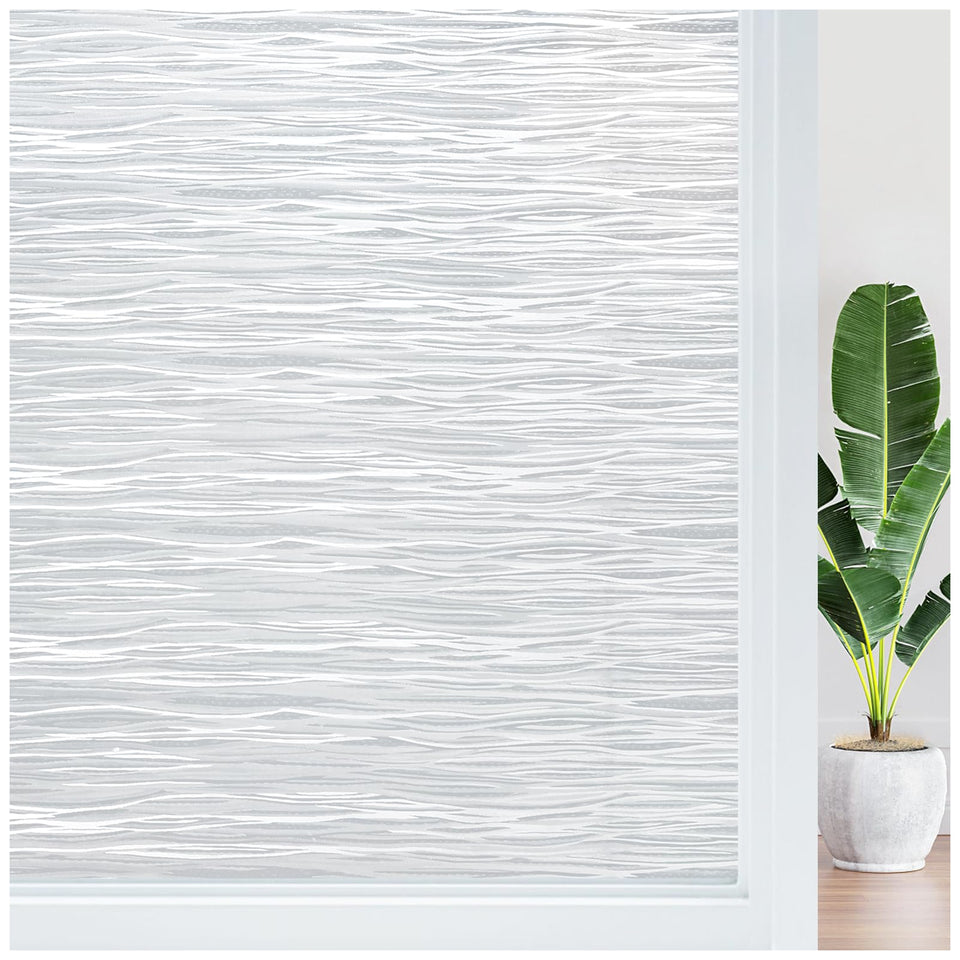 Haton privacy film with frosted texture adds soft daytime privacy.