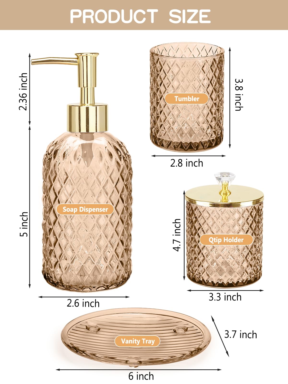 Haturi Amber Brown toothbrush holder keeps brushes upright and accessible.