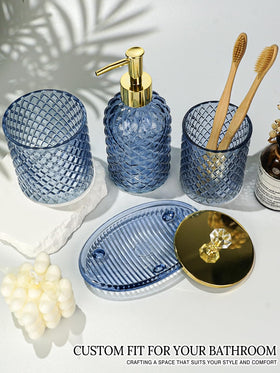 Haturi blue glass set elevates counters with premium style.