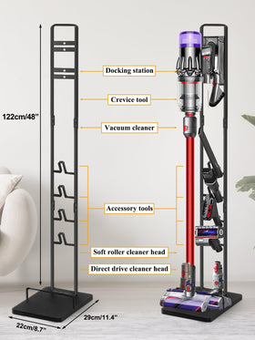 Haturi no-wall-drilling solution for storing Dyson vacuum and tools