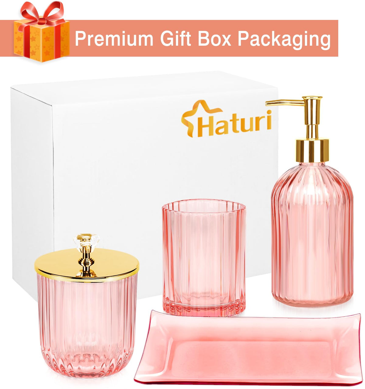 Haturi pink glass apothecary jar ideal for cotton pads and small essentials
