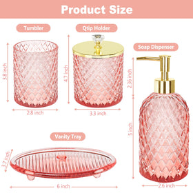 Haturi pink glass Q-tip holder keeps cotton swabs tidy and accessible