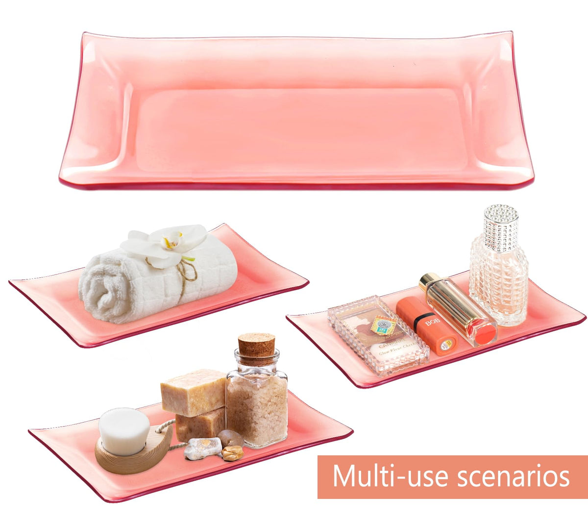 Haturi pink glass toothbrush holder keeps brushes upright and hygienic