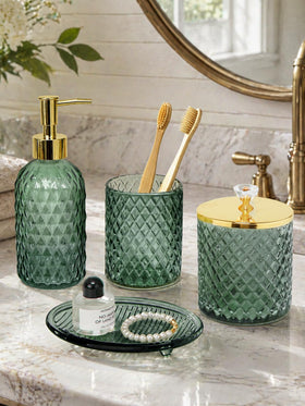 Haturi sage green glass close-up highlights premium material and color.