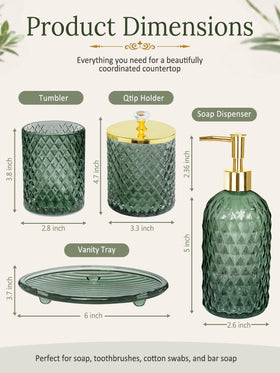 Haturi sage green glass toothbrush holder keeps brushes tidy and accessible.
