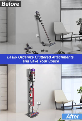 Accessory hooks organize tools and attachments for quick access.