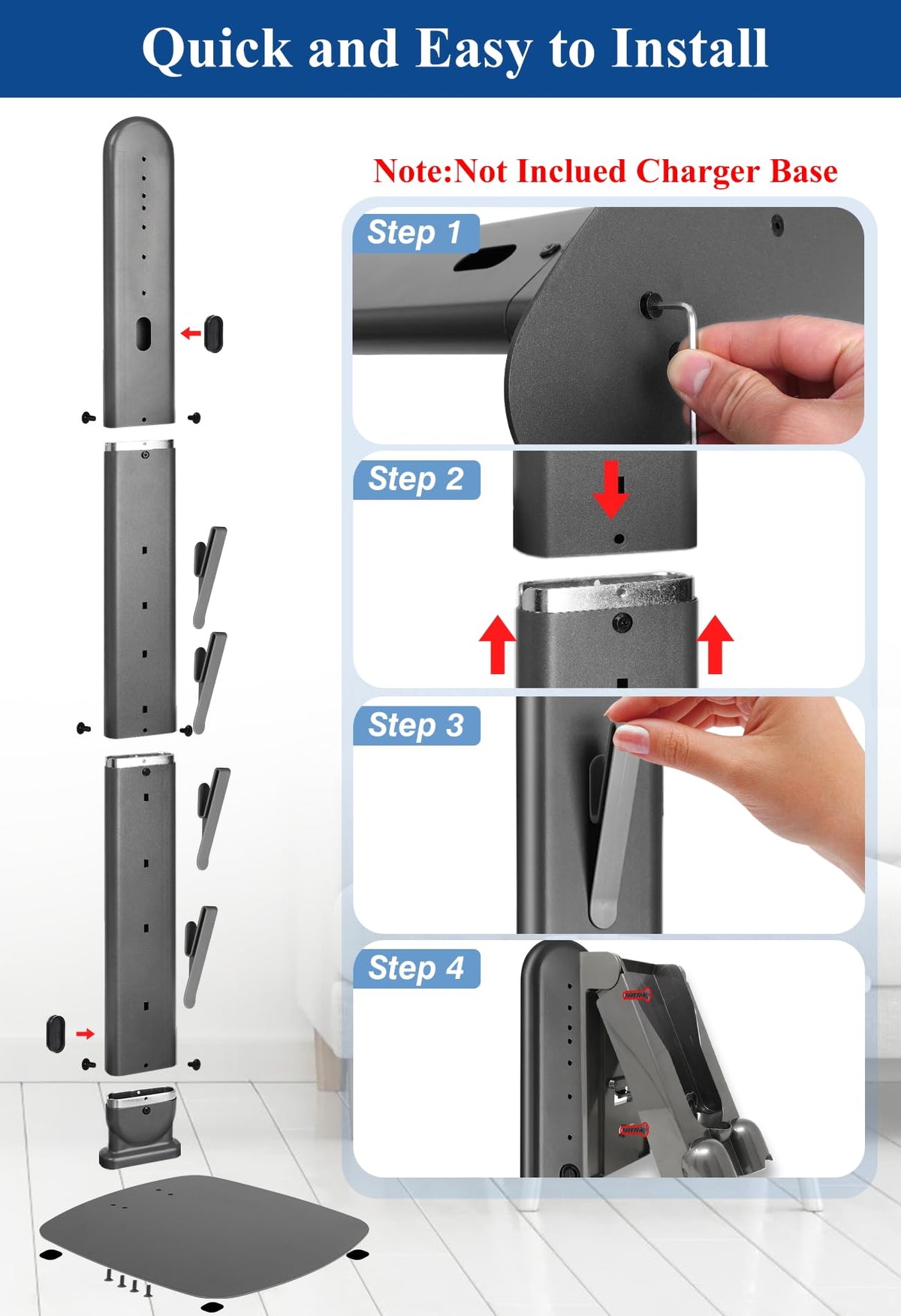 Haturi vacuum stand compact design fits tight spaces.