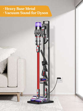 Haturi vacuum stand displays Dyson heads neatly stored for easy access during cleanups