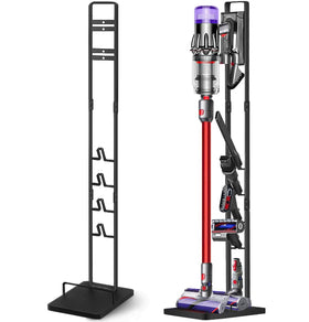 Haturi vacuum stand for Dyson V15 with organized storage in a sleek metal frame