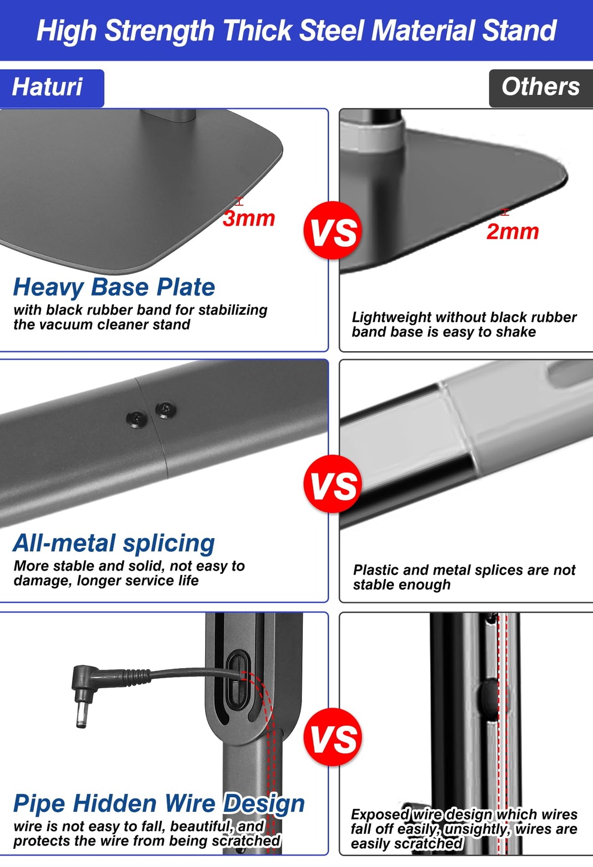 Sturdy heavy-base design provides stable support for regular use.