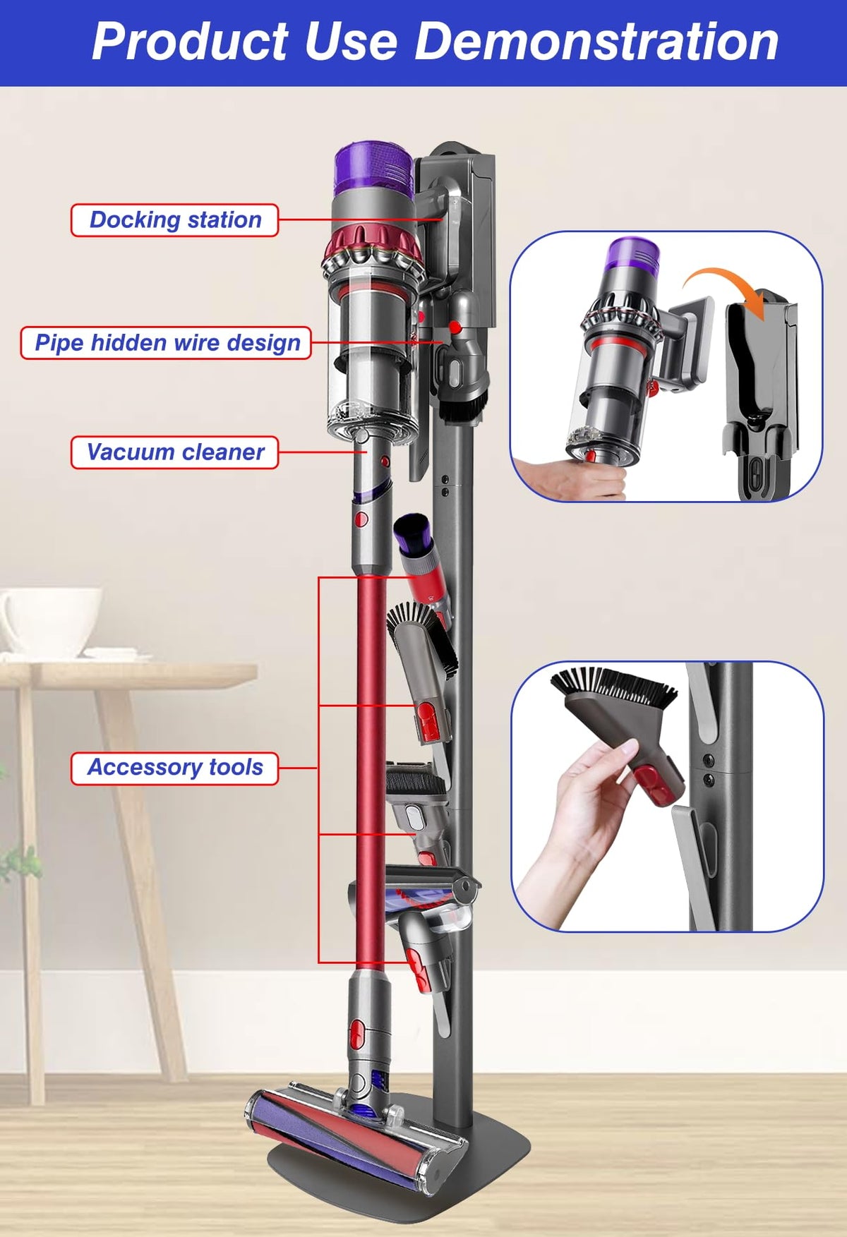 Hidden cord system keeps cords out of sight for a clean look.