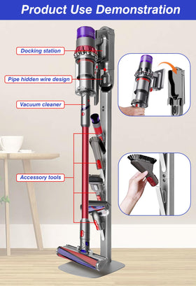 Hidden cord design on Haturi vacuum stand keeps workspace tidy.